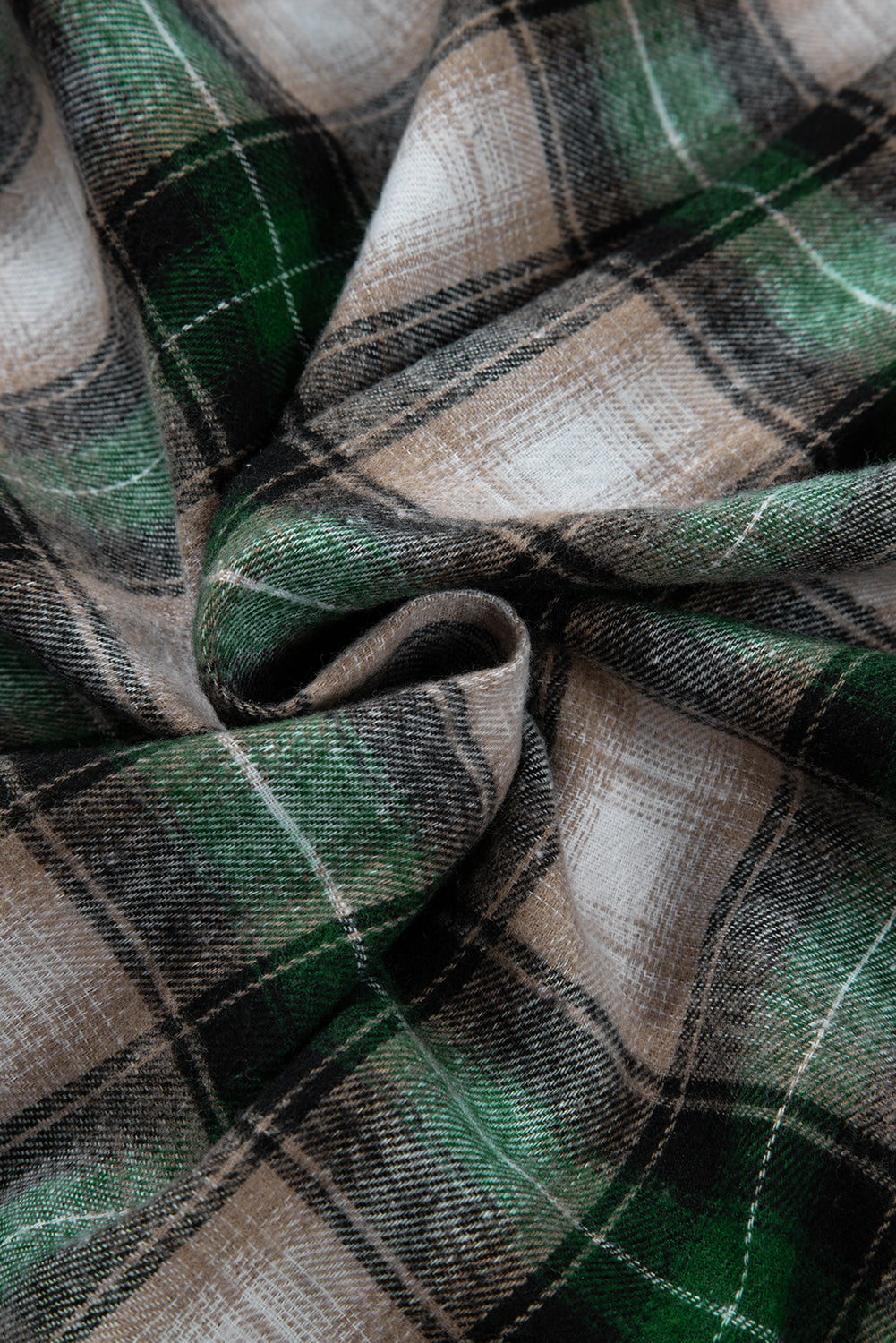 Green Plaid Print Chest Pocket Buttoned Hooded Shacket-Bella Boutique Collective