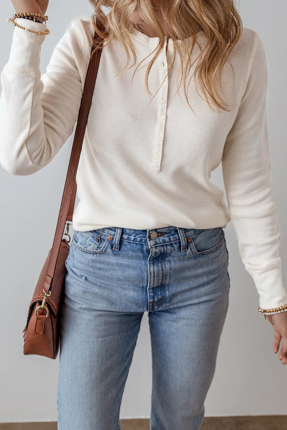 Half Button Long Sleeve Top-Bella Boutique Collective