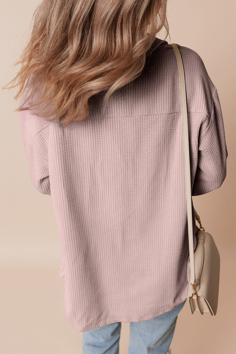 Light Pink Corduroy Flap Pocket Button Up Shacket-Bella Boutique Collective