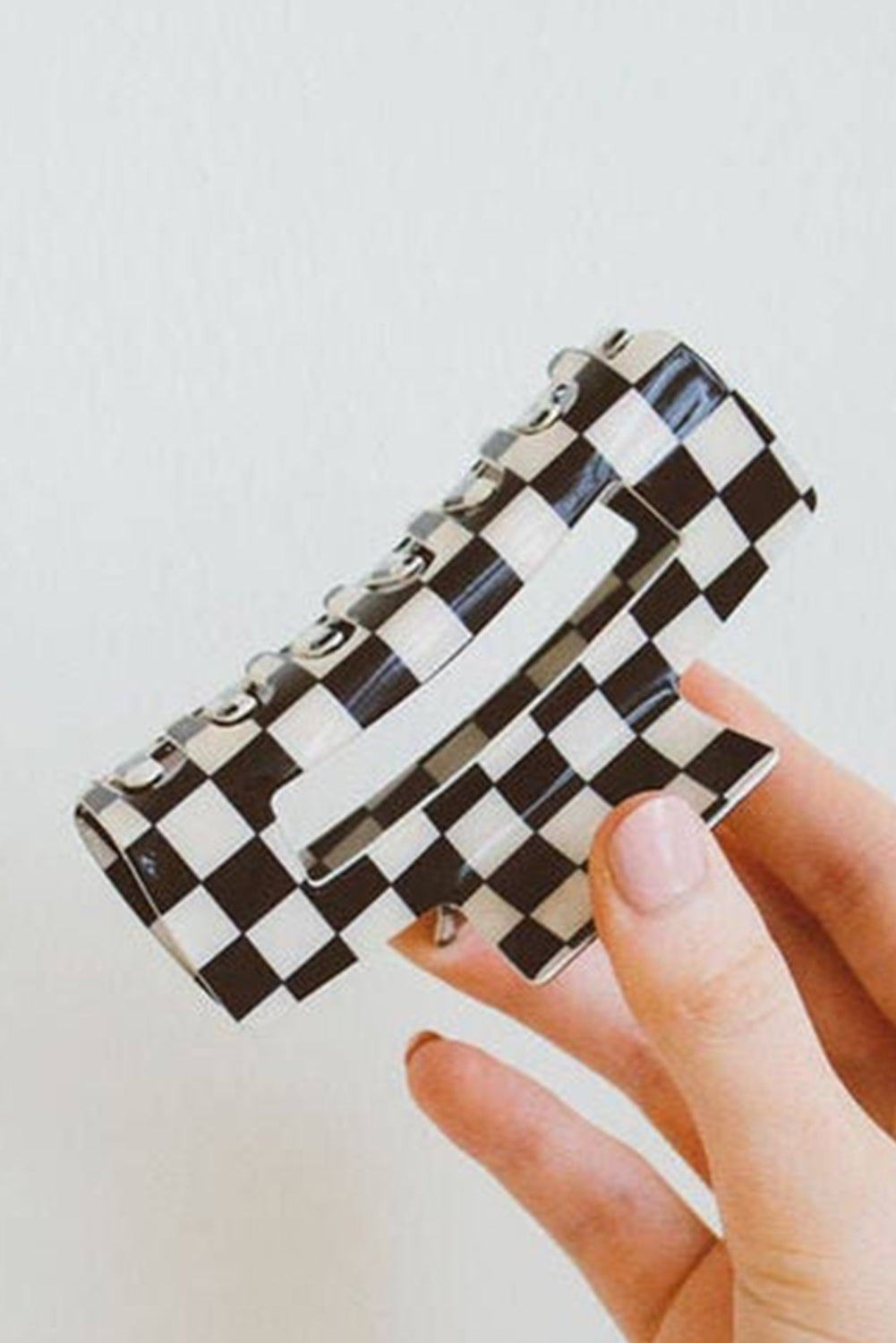 Black Checkered Print Hollow Out Hair Clip-Bella Boutique Collective