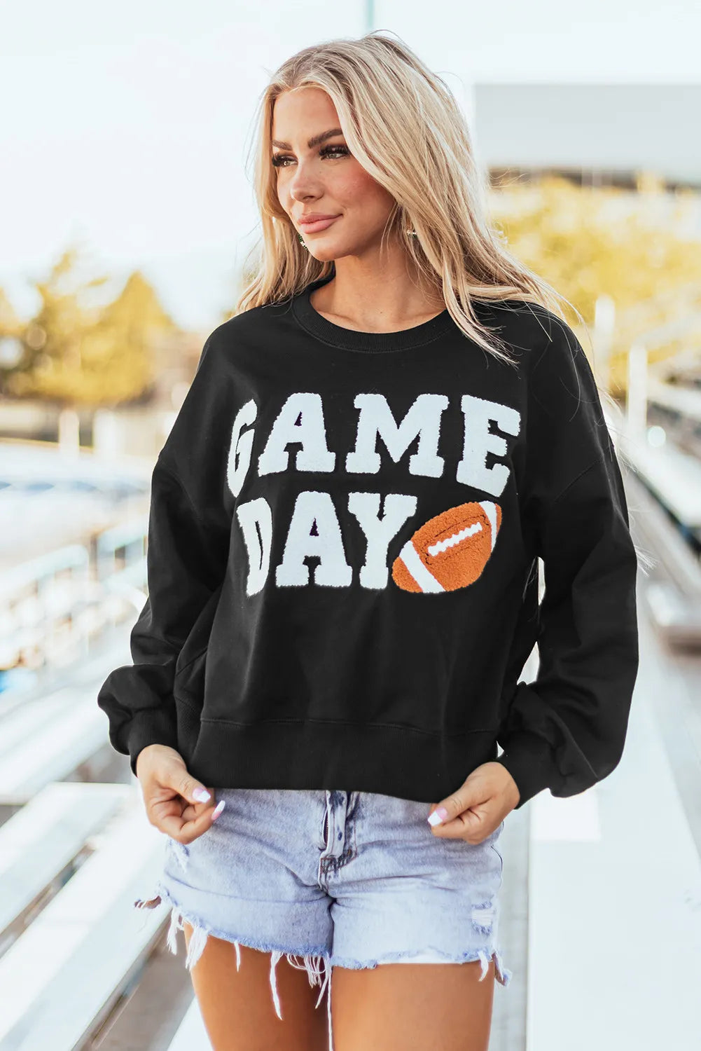 GAME DAY Round Neck Long Sleeve Sweatshirt-Bella Boutique Collective