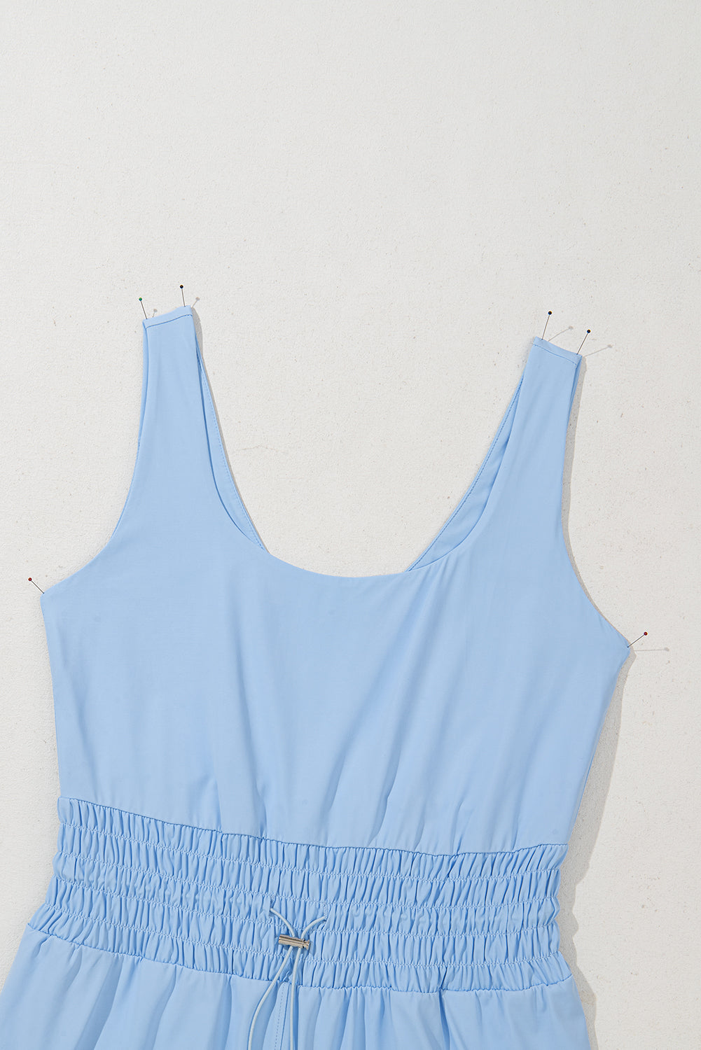 Myosotis Plain Sleeveless Loop Drawstring Cinched Waist Romper-Bella Boutique Collective