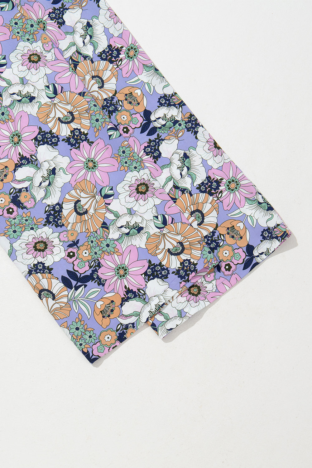 Purple Floral Print Smocked High Waist Square Neck Jumpsuit-Bella Boutique Collective
