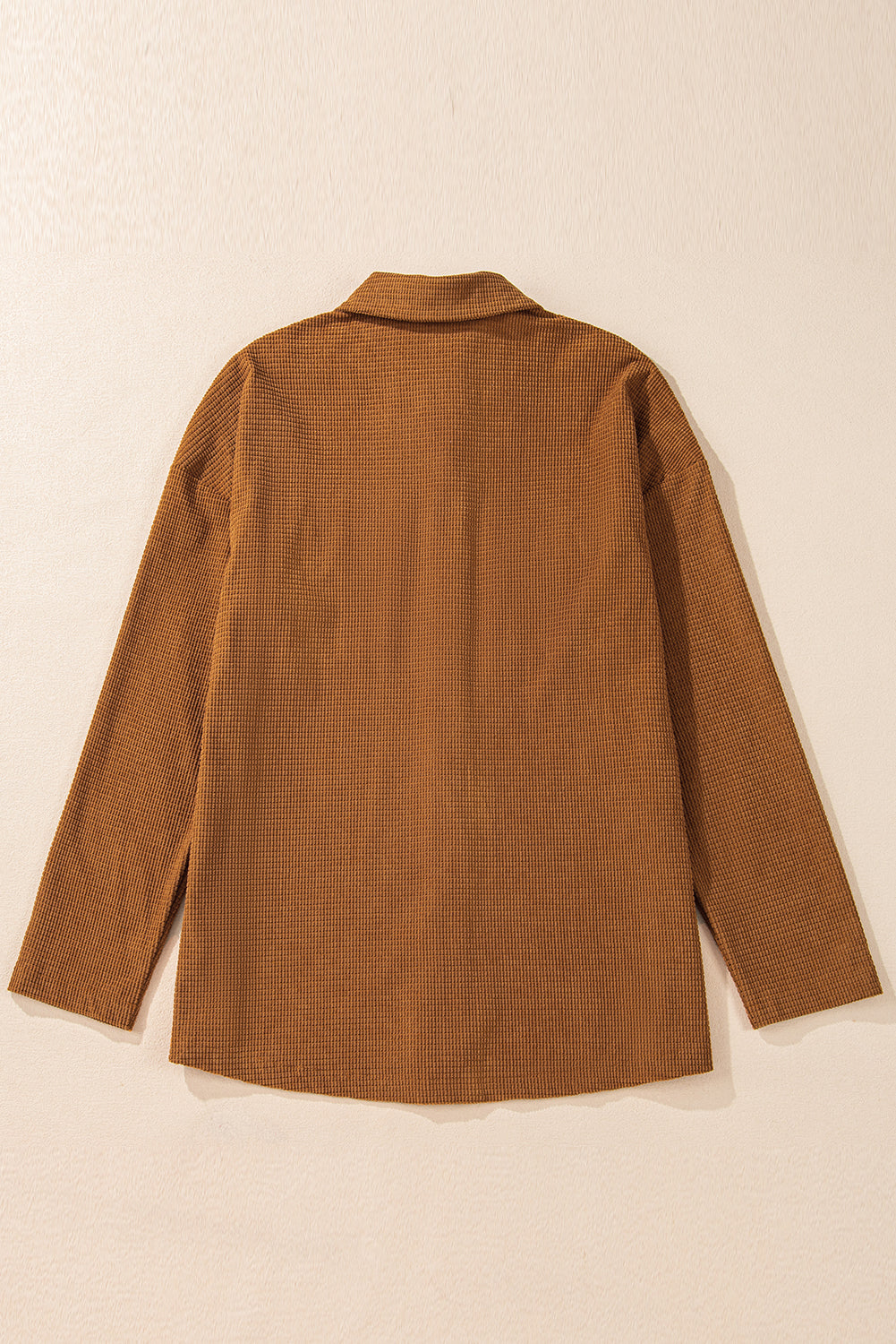 Brown Textured Flap Pocket Drop Shoulder Shacket-Bella Boutique Collective