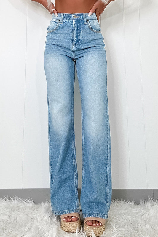 Myosotis High Rise Shift Slit Leg Straight Jeans-Bella Boutique Collective