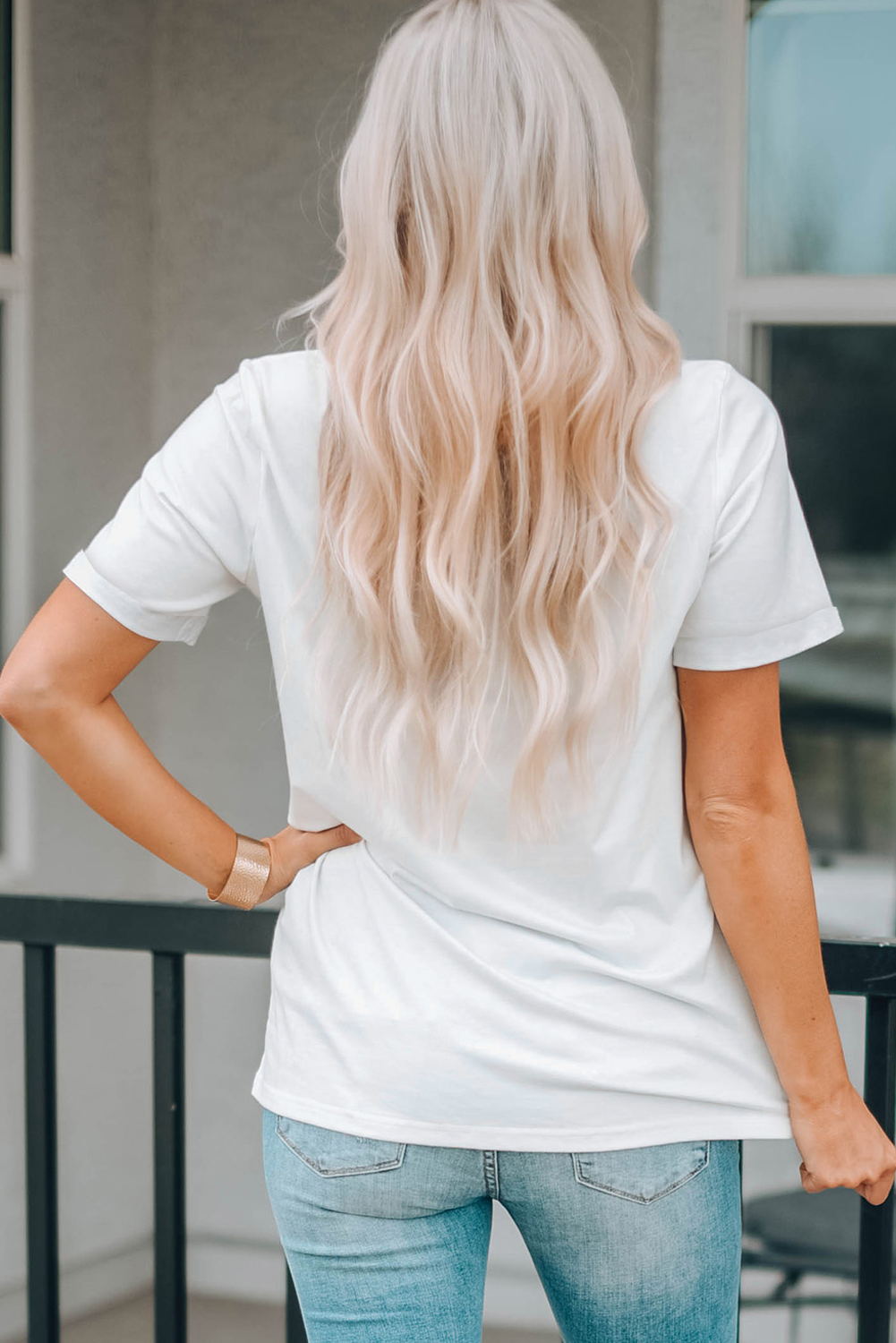 White STARS AND STRIPES Crew Neck Graphic Tee-Bella Boutique Collective