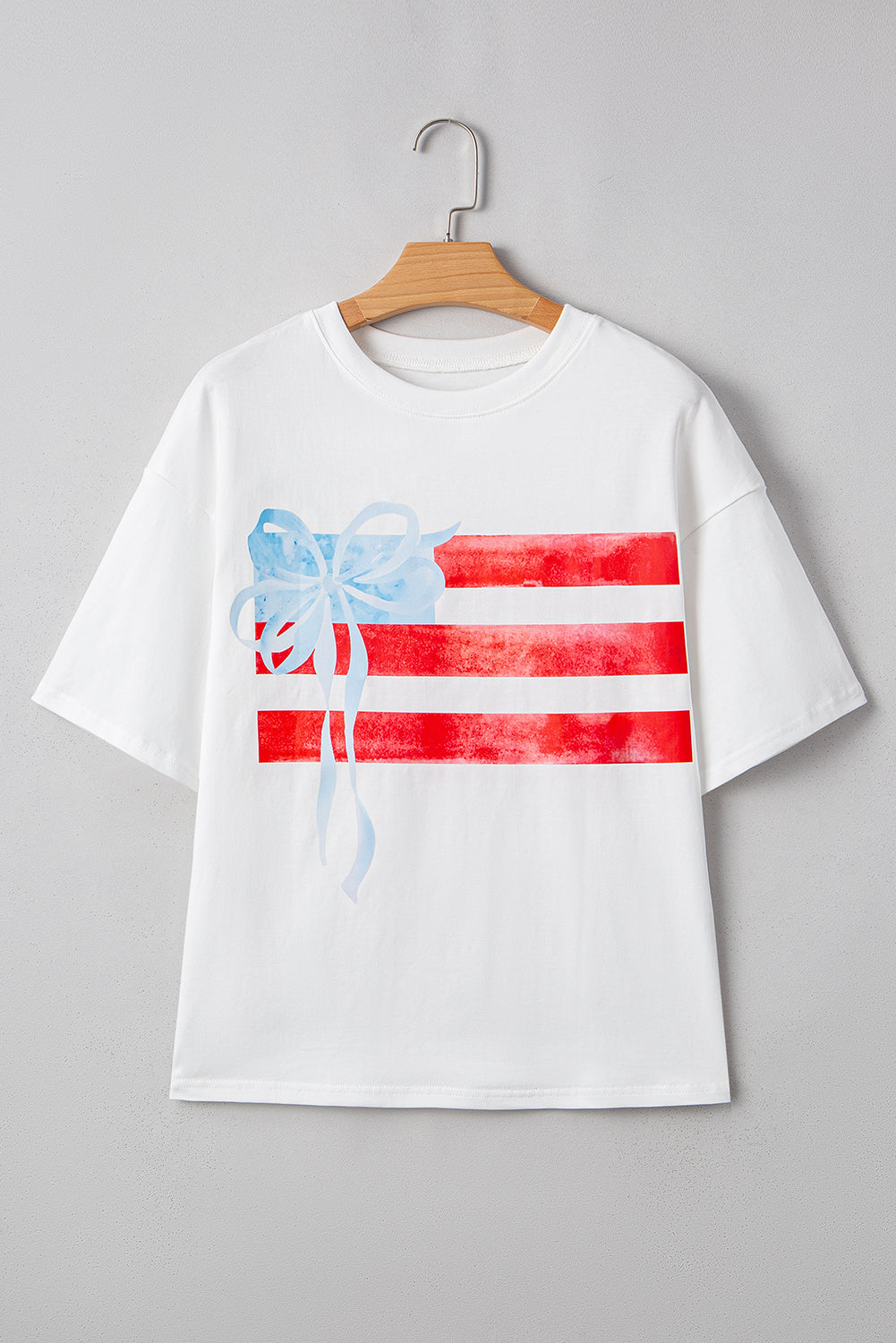 White Flag Bow Graphic Crewneck Tee-Bella Boutique Collective