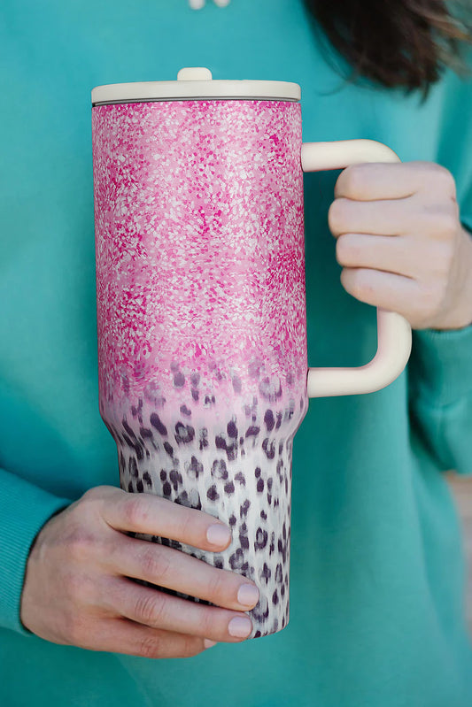 Pink Leopard Gradient 40oz Stainless Steel Thermos Travel Cup-Bella Boutique Collective