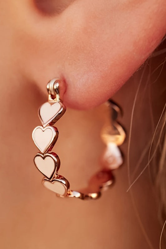 White Heart Shape Plated Alloy Small Hook Earrings-Bella Boutique Collective