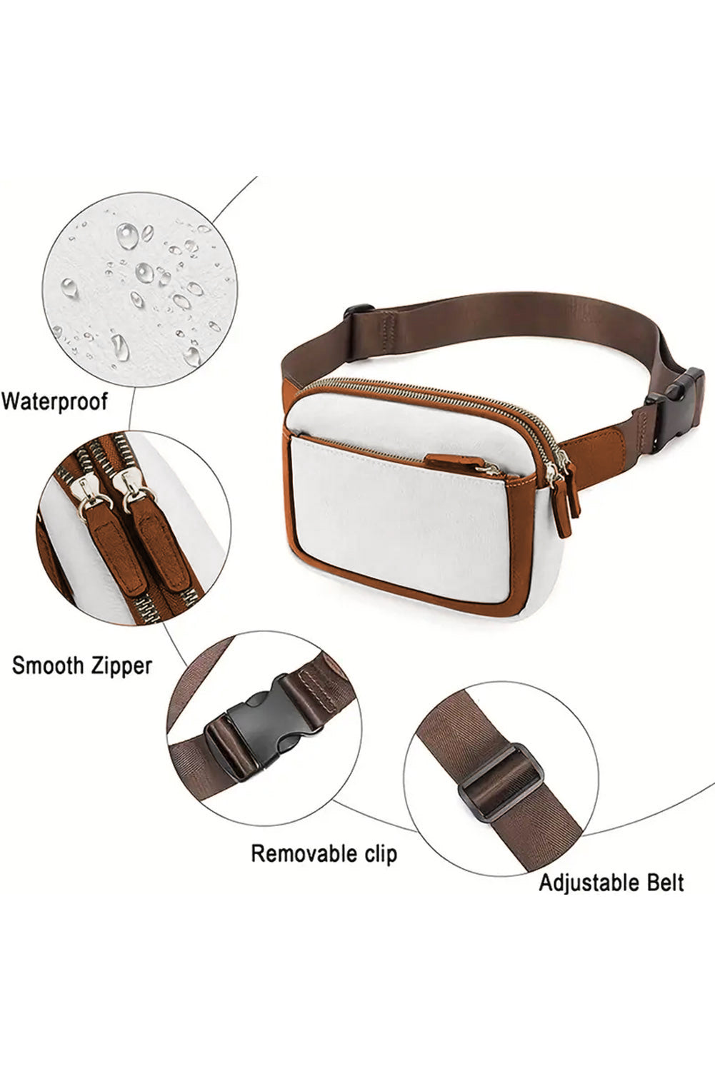 White Adjustable Strap Mini PU Leather Crossbody Bag-Bella Boutique Collective
