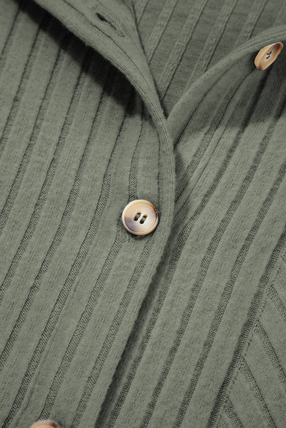 Mist Green Thermal Ribbed Texture Drop Shoulder Button Up Shacket-Bella Boutique Collective