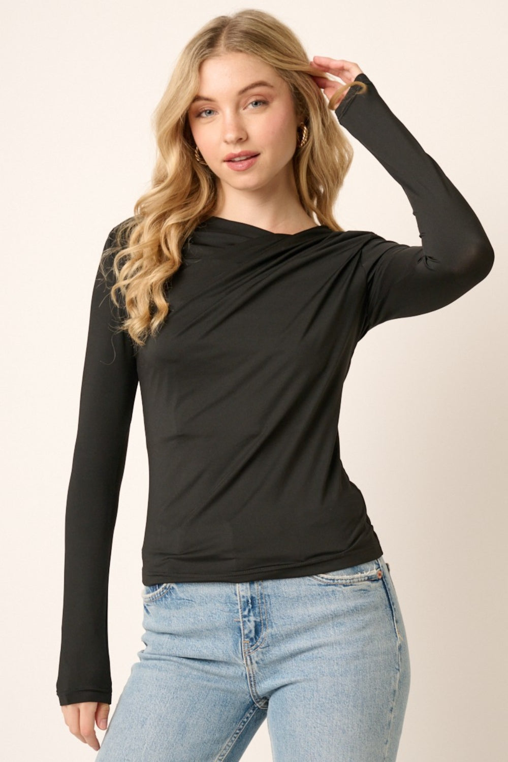 Mittoshop Ruched Long Sleeve Slim Top-Bella Boutique Collective