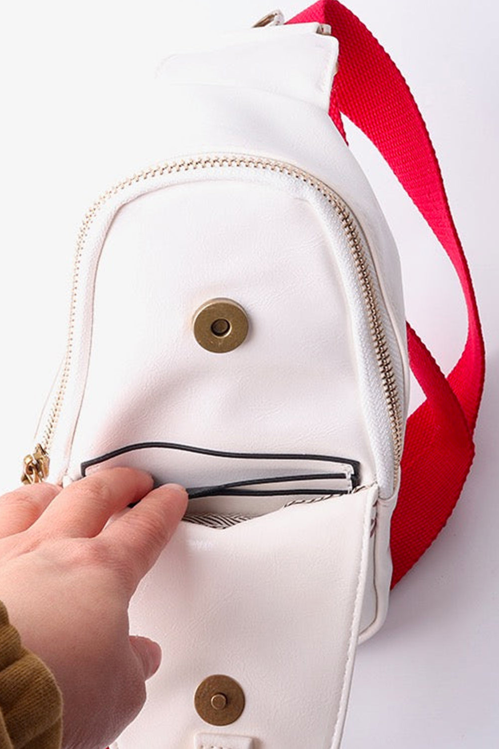 Racing Red Balls Pattern PU Leather Zipped Sling Bag-Bella Boutique Collective