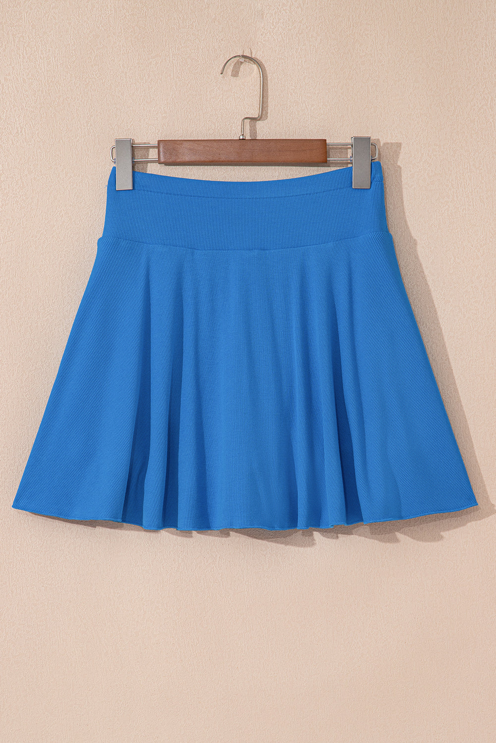 Blue A-line Draped High Waist Phone Pocket Lined Skort-Bella Boutique Collective