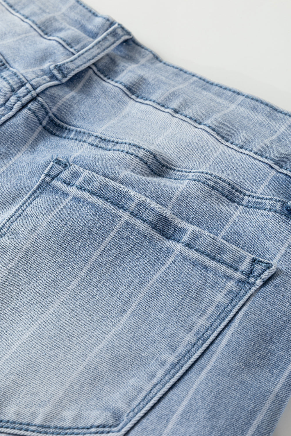 Beau Blue Multi Buttons Pinstripe Wide Leg Jeans-Bella Boutique Collective