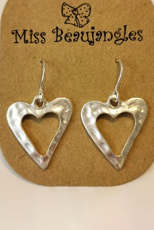 White Valentine Hollowed Heart Shape Earrings-Bella Boutique Collective