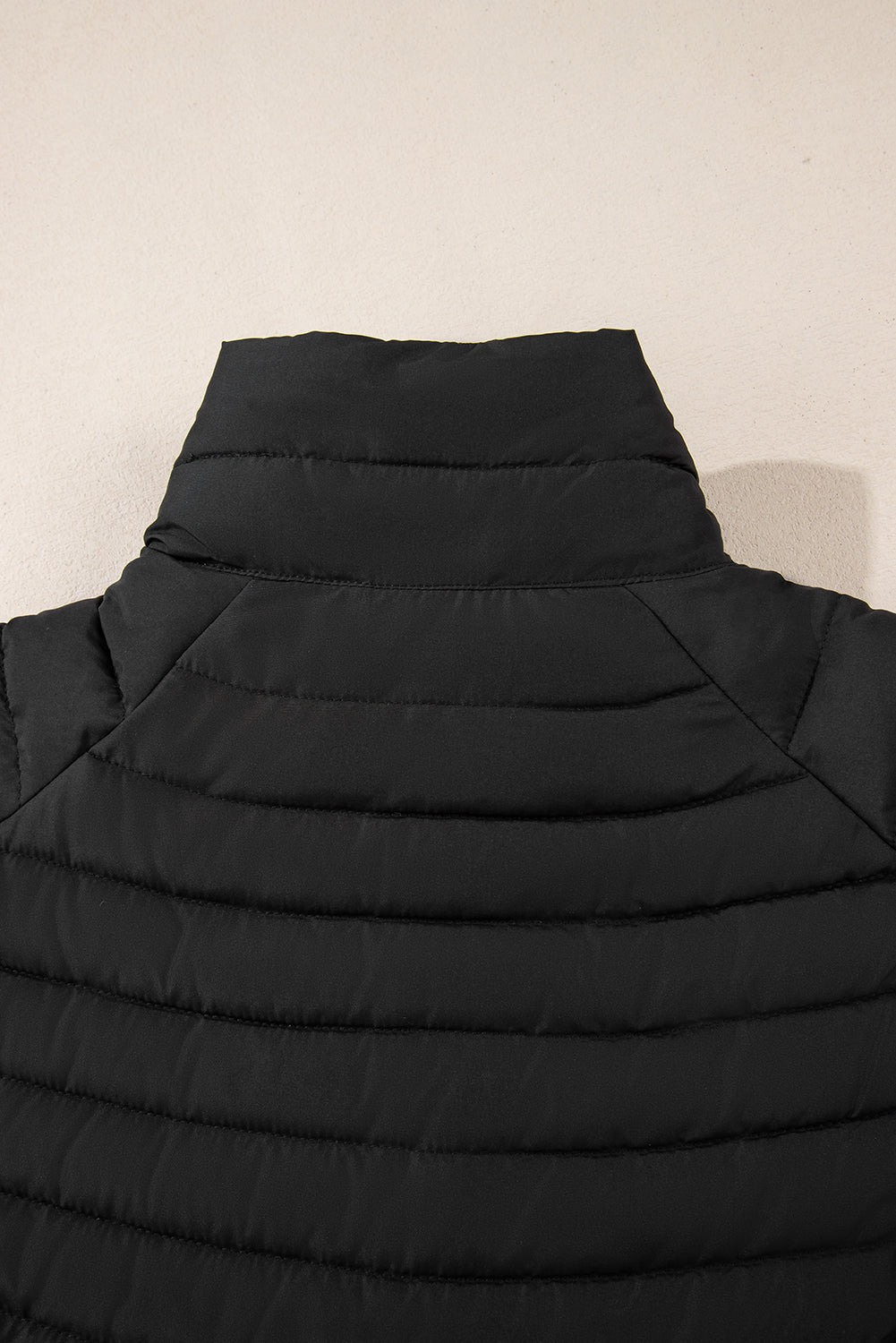 Black Solid Color Quilted Zip-up Puffer Jacket-Bella Boutique Collective