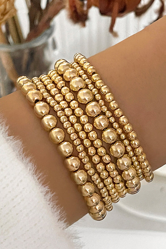 Gold 7pcs/Set Minimalist Plated Beaded Luxury Bracelet Set-Bella Boutique Collective