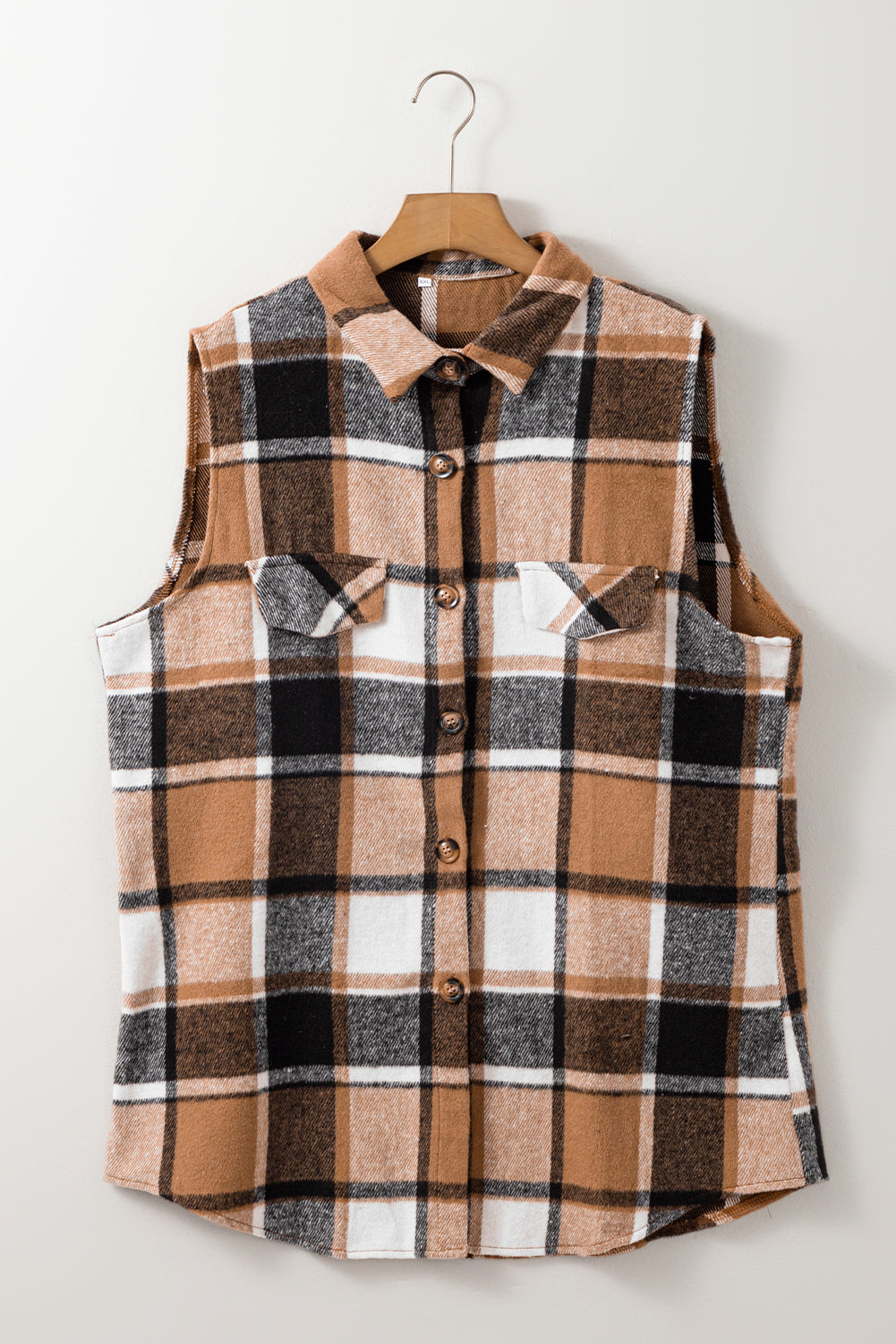 Straw Yellow Retro Plaid Button up Collared Vest-Bella Boutique Collective