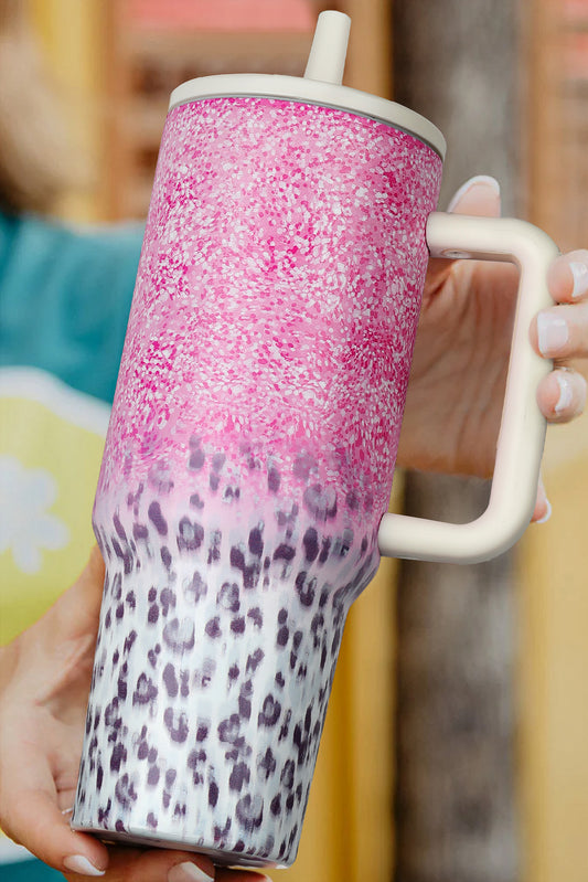 Pink Leopard Gradient 40oz Stainless Steel Thermos Travel Cup-Bella Boutique Collective