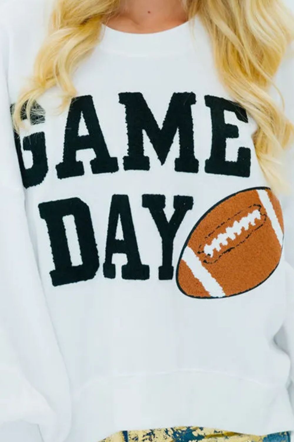 GAME DAY Round Neck Long Sleeve Sweatshirt-Bella Boutique Collective
