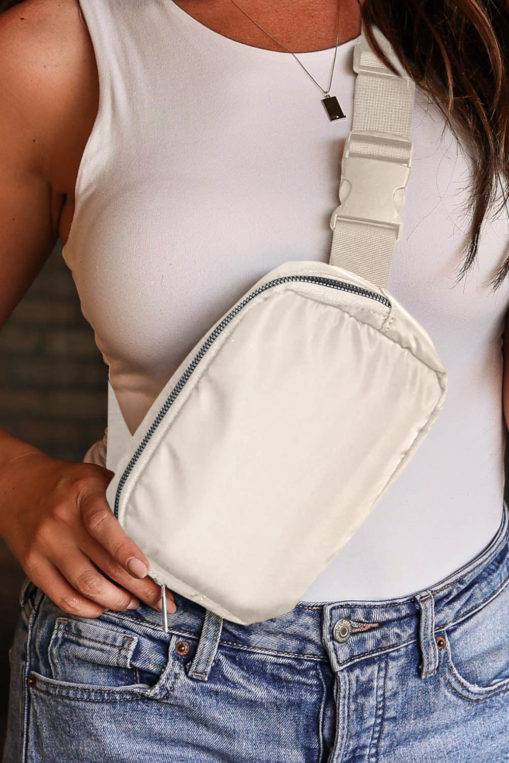 Casual Waterproof Zipped Crossbody Chest Bag 20*5*14cm-Bella Boutique Collective