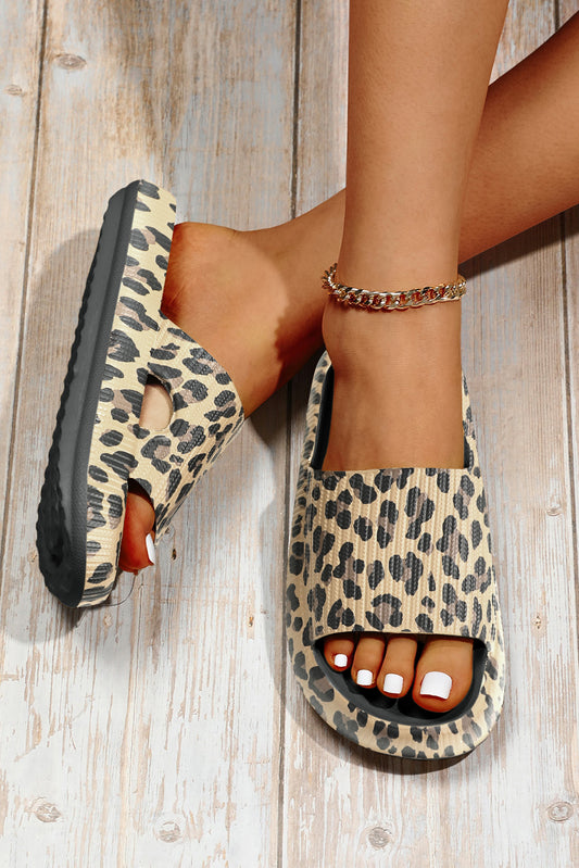 Black Print Thick Sole Slip On Slippers-Bella Boutique Collective