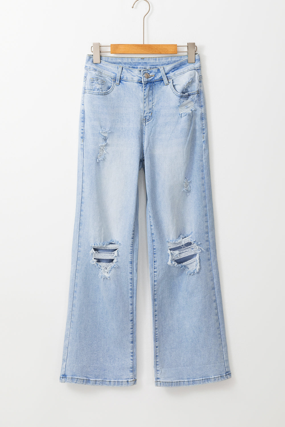 DEAR-LOVER Beau Blue Vintage Light Wash Distressed Flare Jeans-Bella Boutique Collective