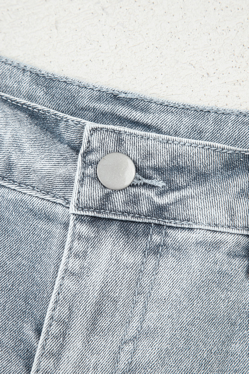 Dusk Blue Scalloped Hemline Acid Wash High Waist Denim Shorts-Bella Boutique Collective