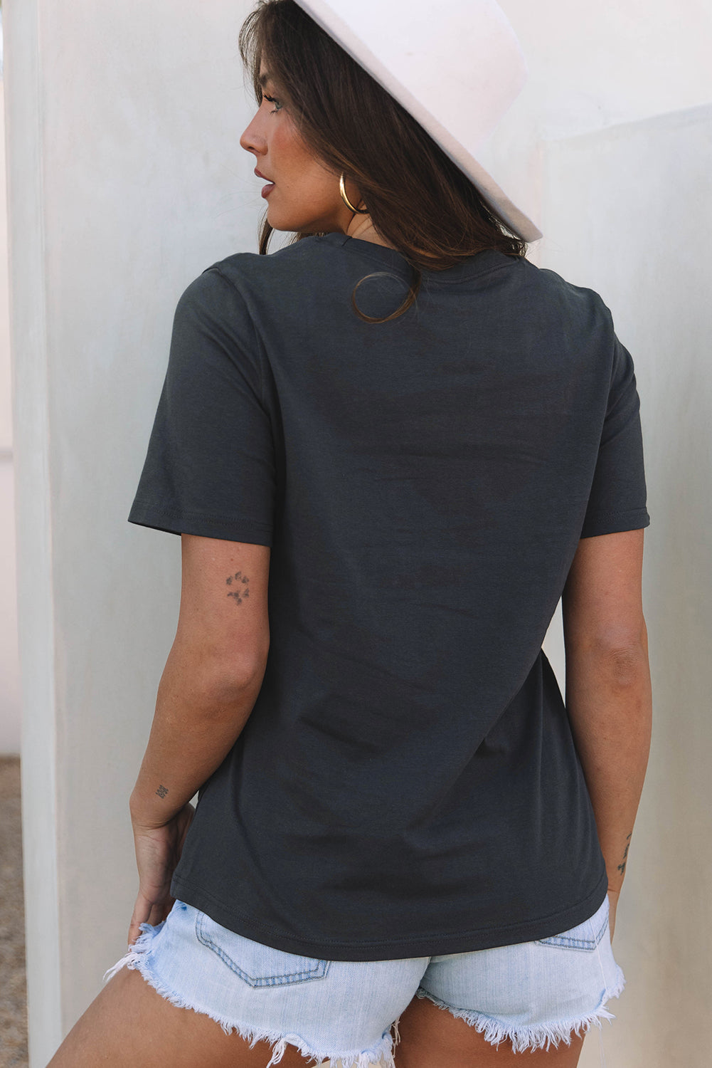 Dark Grey RISE WITH THE SUN Western Fashion Graphic Tee-Bella Boutique Collective