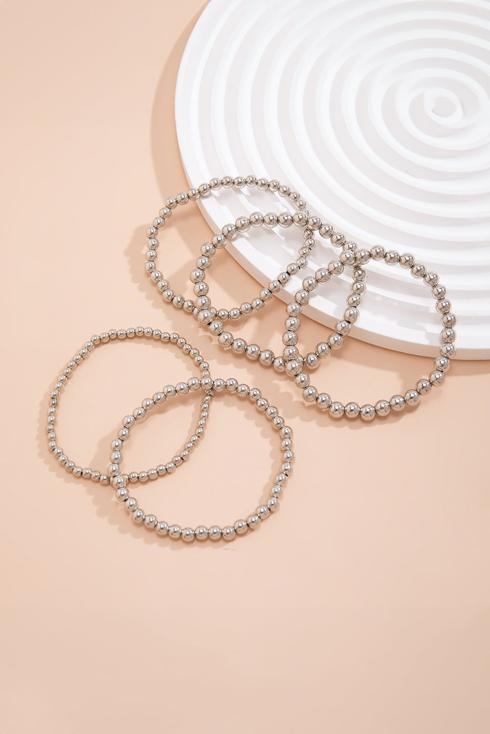 Silvery 5pcs/set Beaded Bracelet Set-Bella Boutique Collective