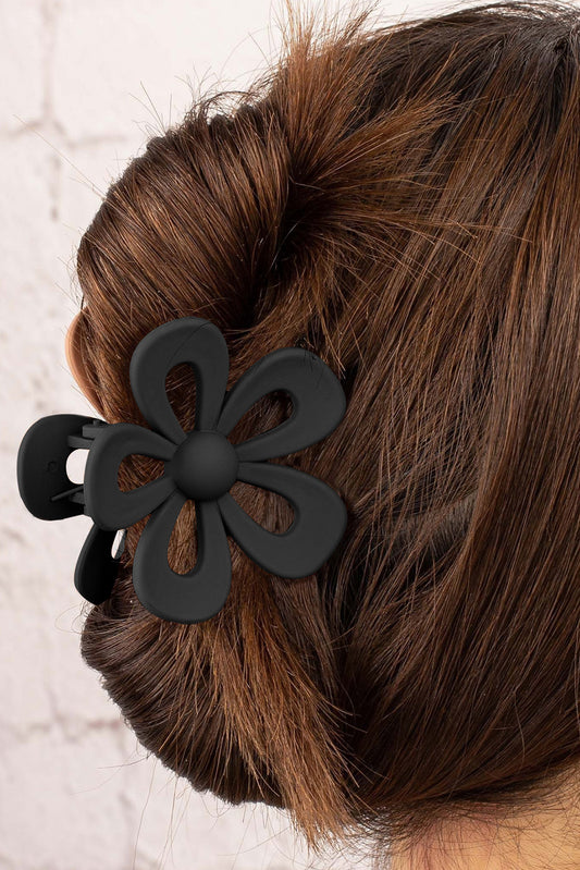 Black Sweet Hollowed Flower Shape Claw Clip-Bella Boutique Collective