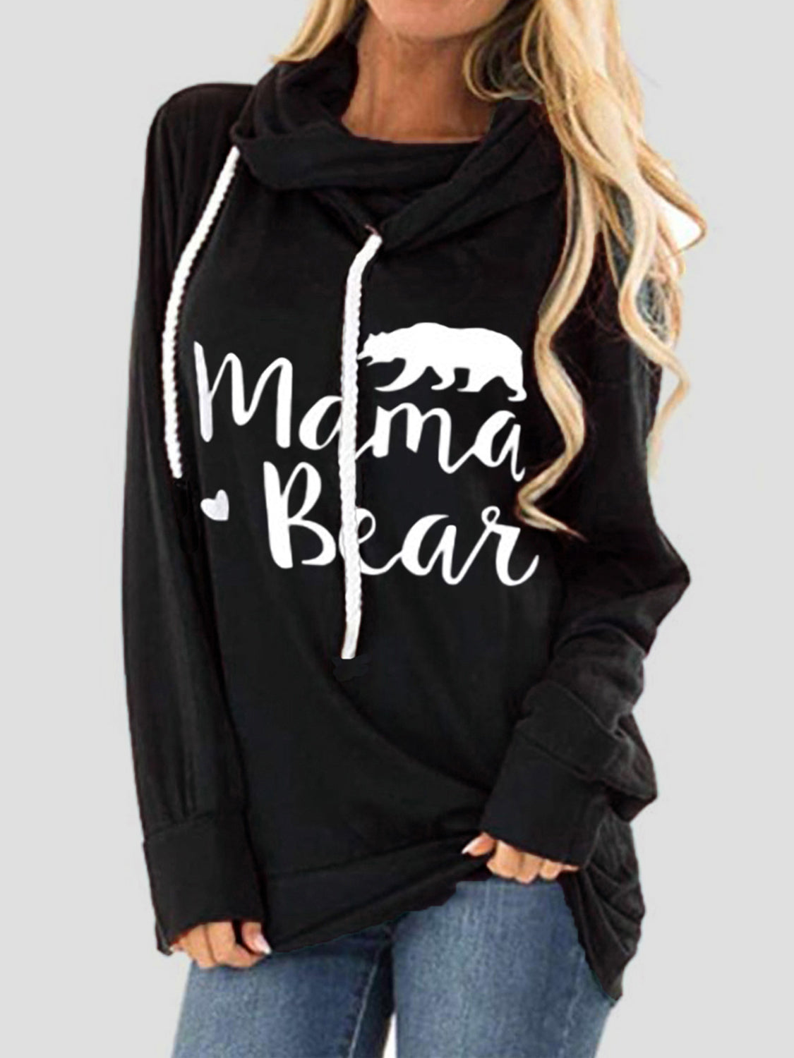 Drawstring Letter Graphic Long Sleeve Hoodie-Bella Boutique Collective