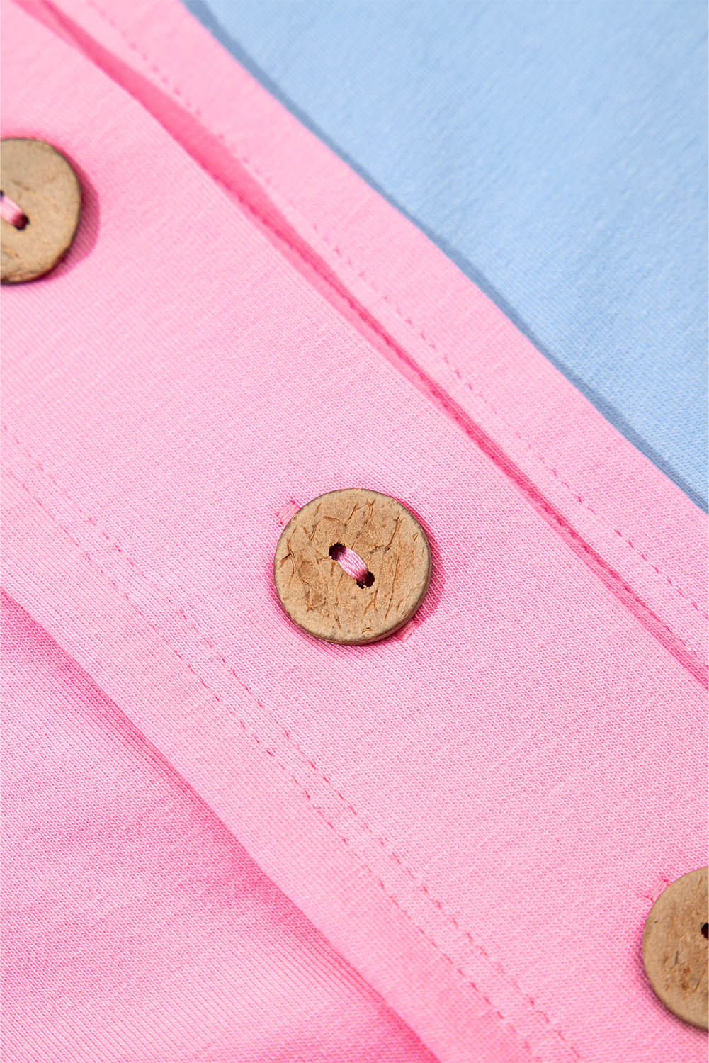 Myosotis Two Tone Half Buttons Collared T Shirt-Bella Boutique Collective