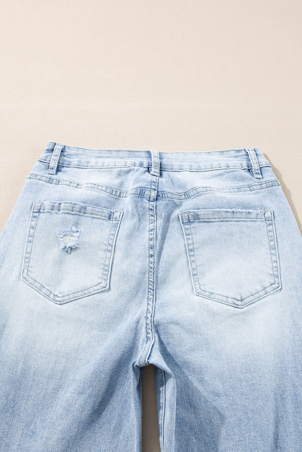 Beau Blue Light Wash Distressed Straight Jeans-Bella Boutique Collective