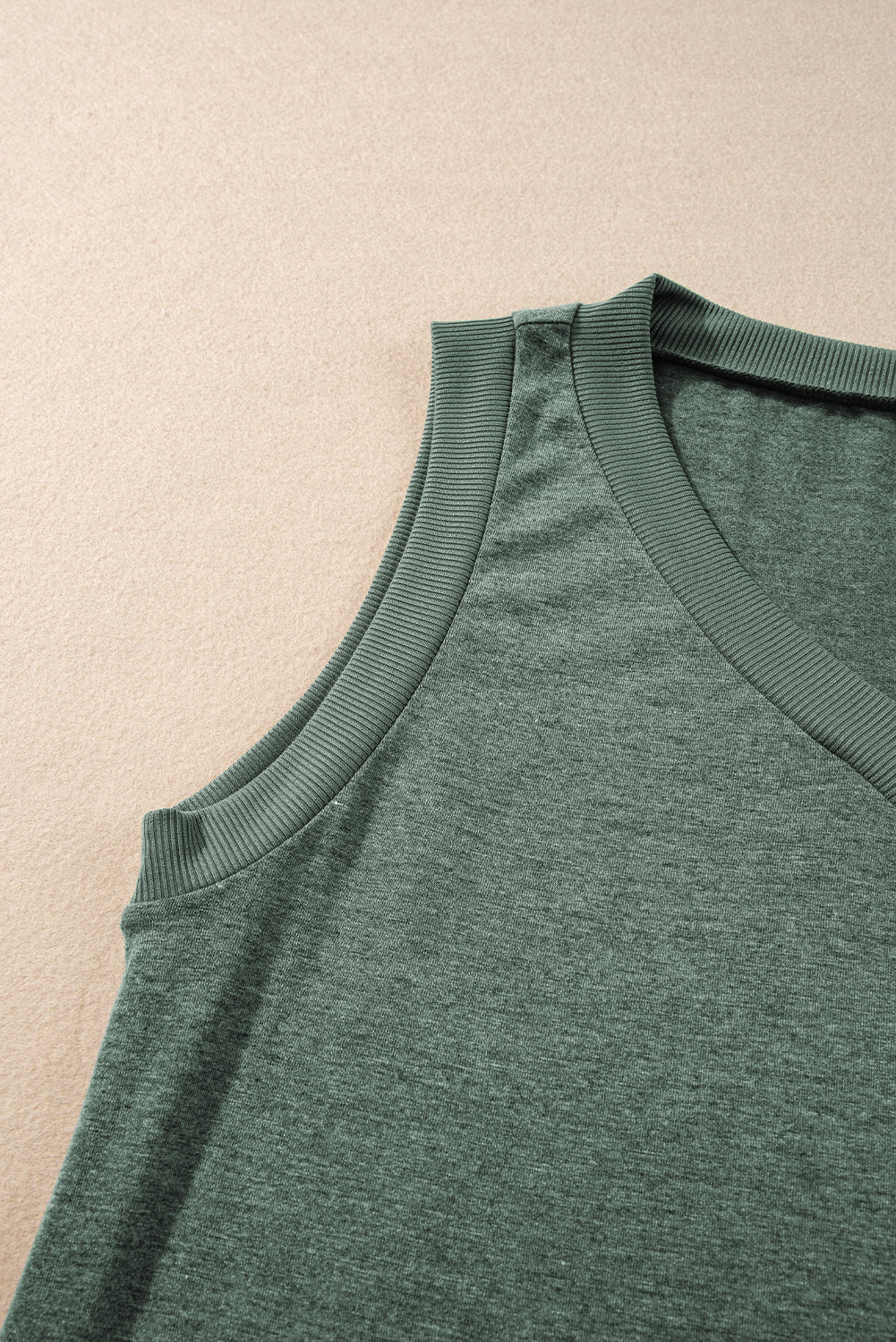 Mist Green Ribbed V Neck Tank-Bella Boutique Collective