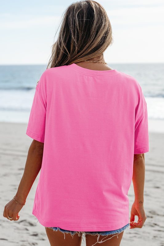 Bright Pink MAMA Letter Graphic Neon T Shirt-Bella Boutique Collective