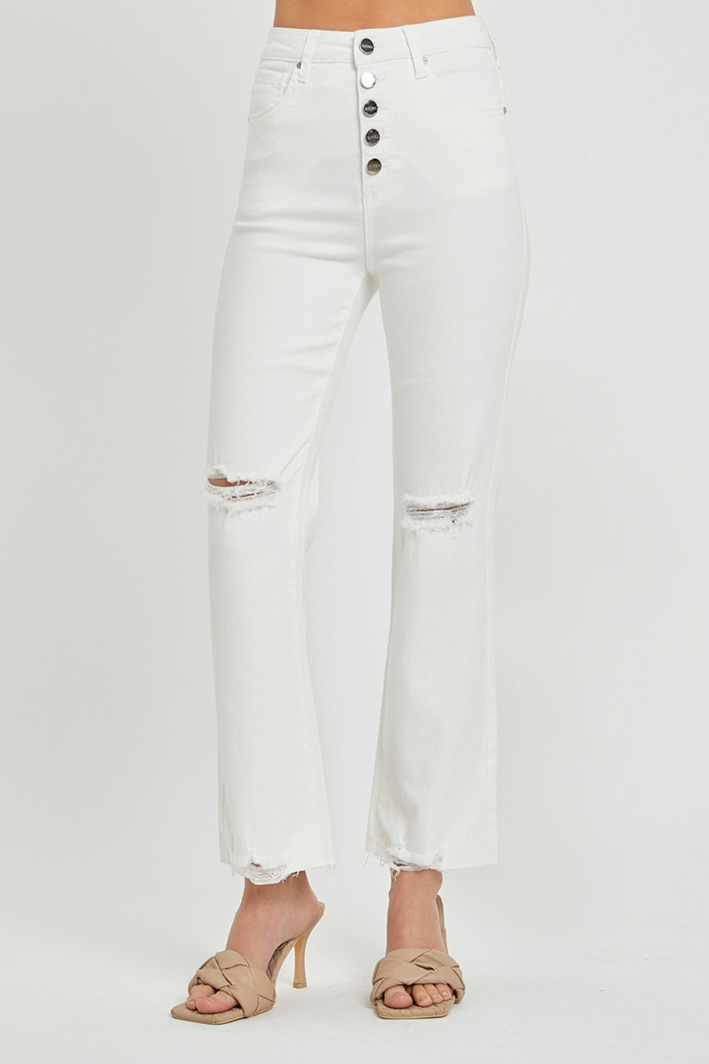 RISEN  Full Size High Rise Button Fly Straight Ankle Jeans-Bella Boutique Collective
