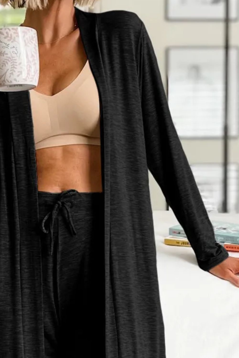 Open Front Long Sleeve Cardigan and Pants Lounge Set-Bella Boutique Collective
