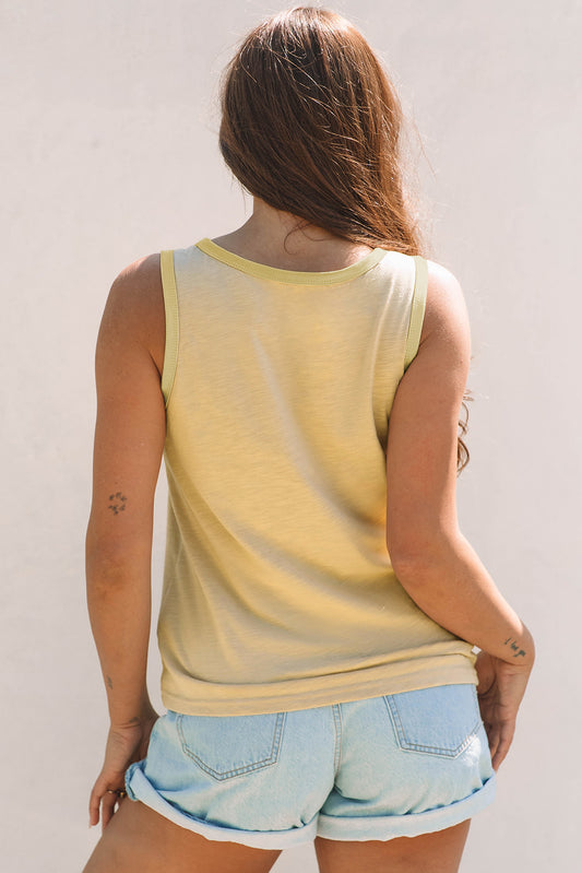Tan Metallic Sheen Edge Scoop Neck Tank Top-Bella Boutique Collective