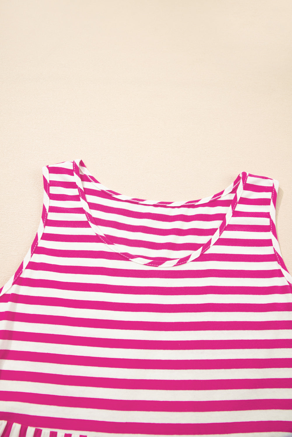 Rose Stripe U Neck Sleeveless Loose Fit Mini Dress-Bella Boutique Collective