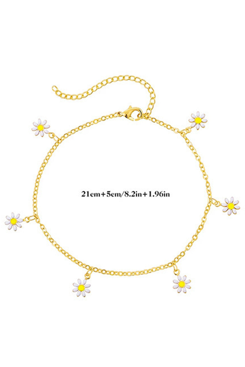 Gold Daisy & Pearl Chain Anklet-Bella Boutique Collective