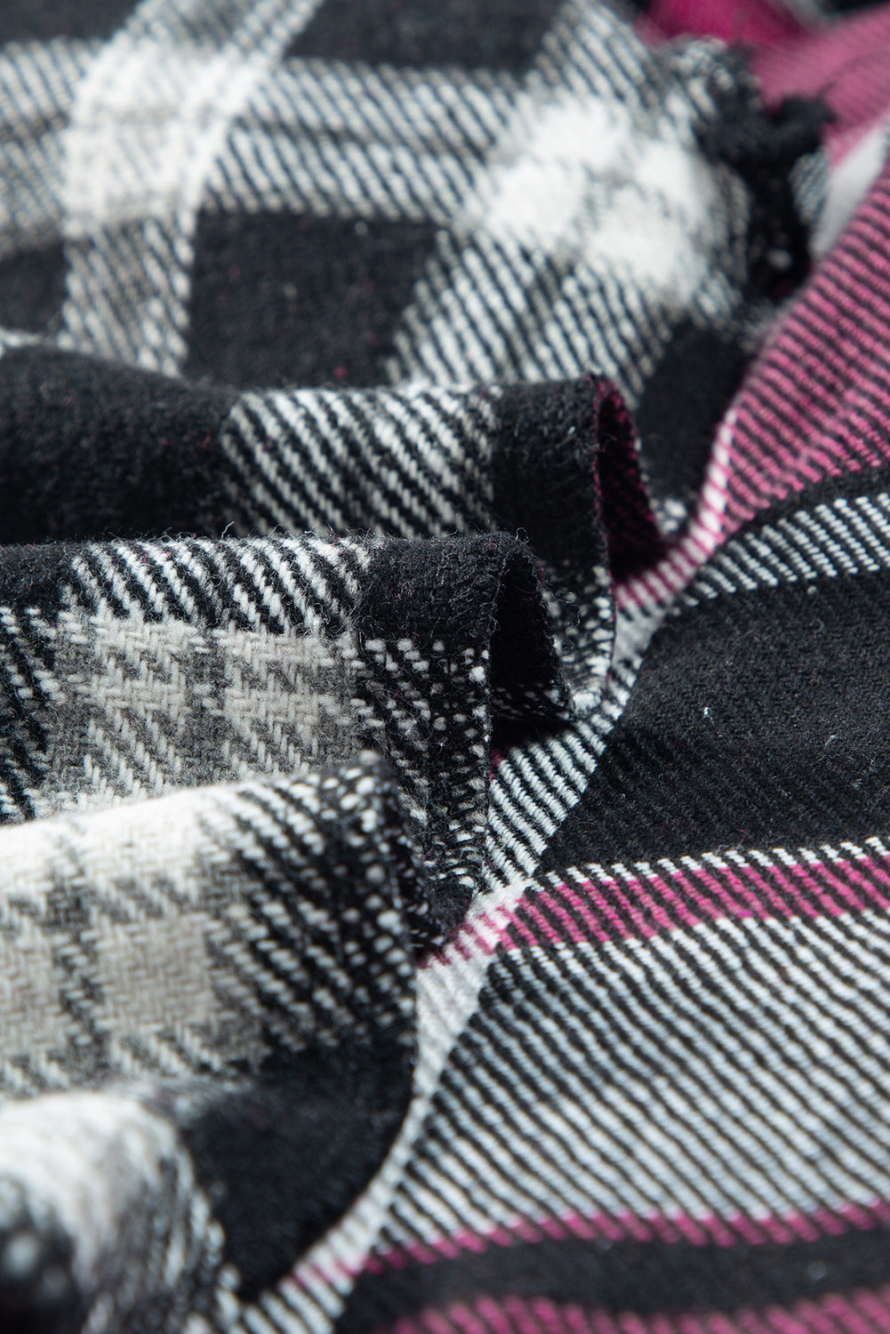 Black Plaid Colorblock Loose Shacket-Bella Boutique Collective