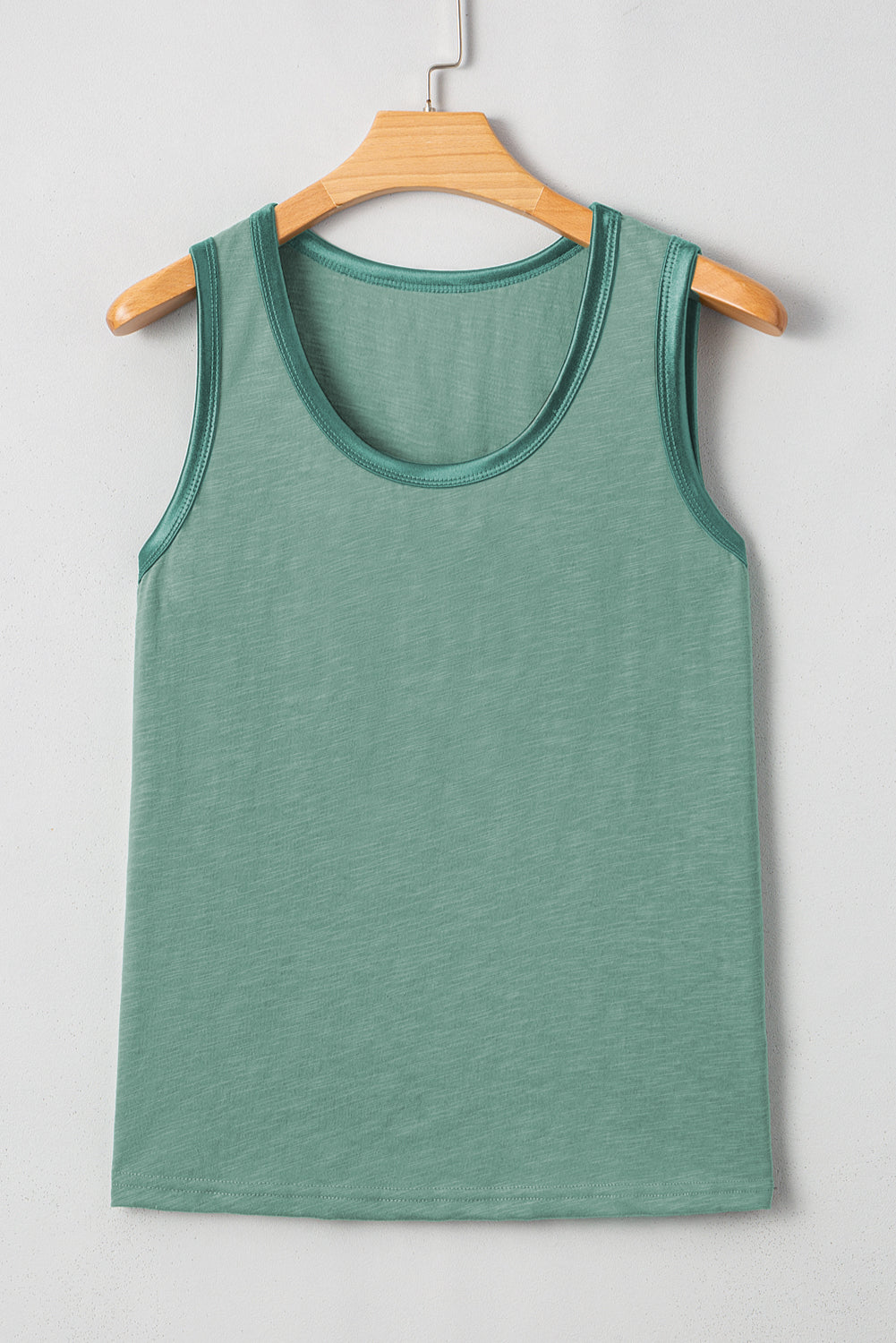 Mist Green Metallic Sheen Edge Scoop Neck Tank Top-Bella Boutique Collective