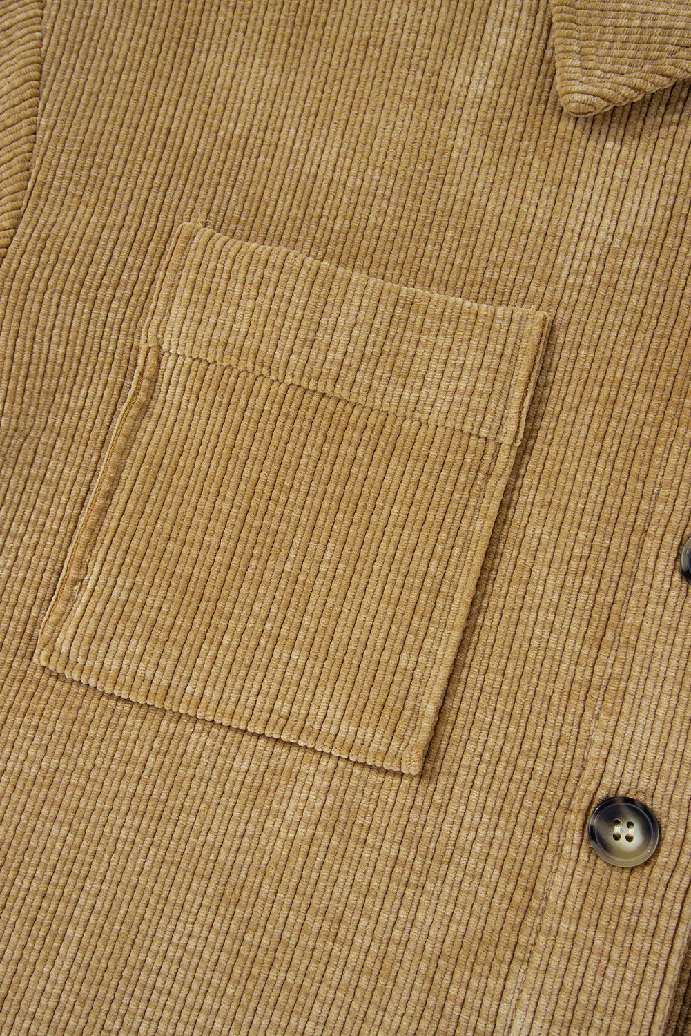 Light French Beige Patched Pocket Button Up Corduroy Shacket-Bella Boutique Collective