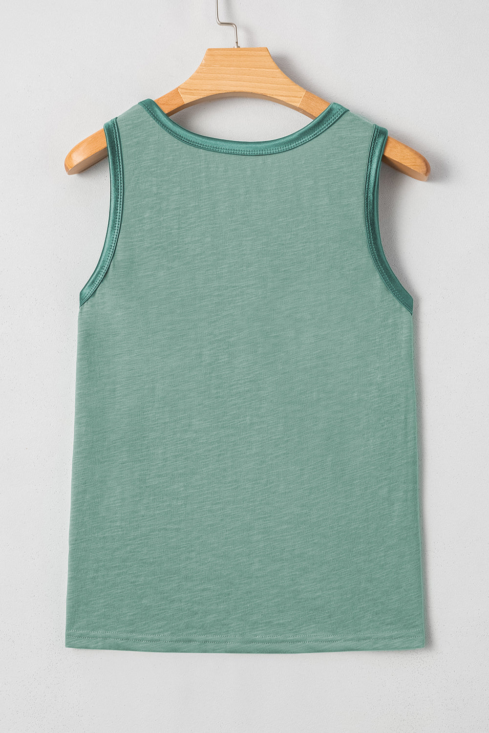 Mist Green Metallic Sheen Edge Scoop Neck Tank Top-Bella Boutique Collective