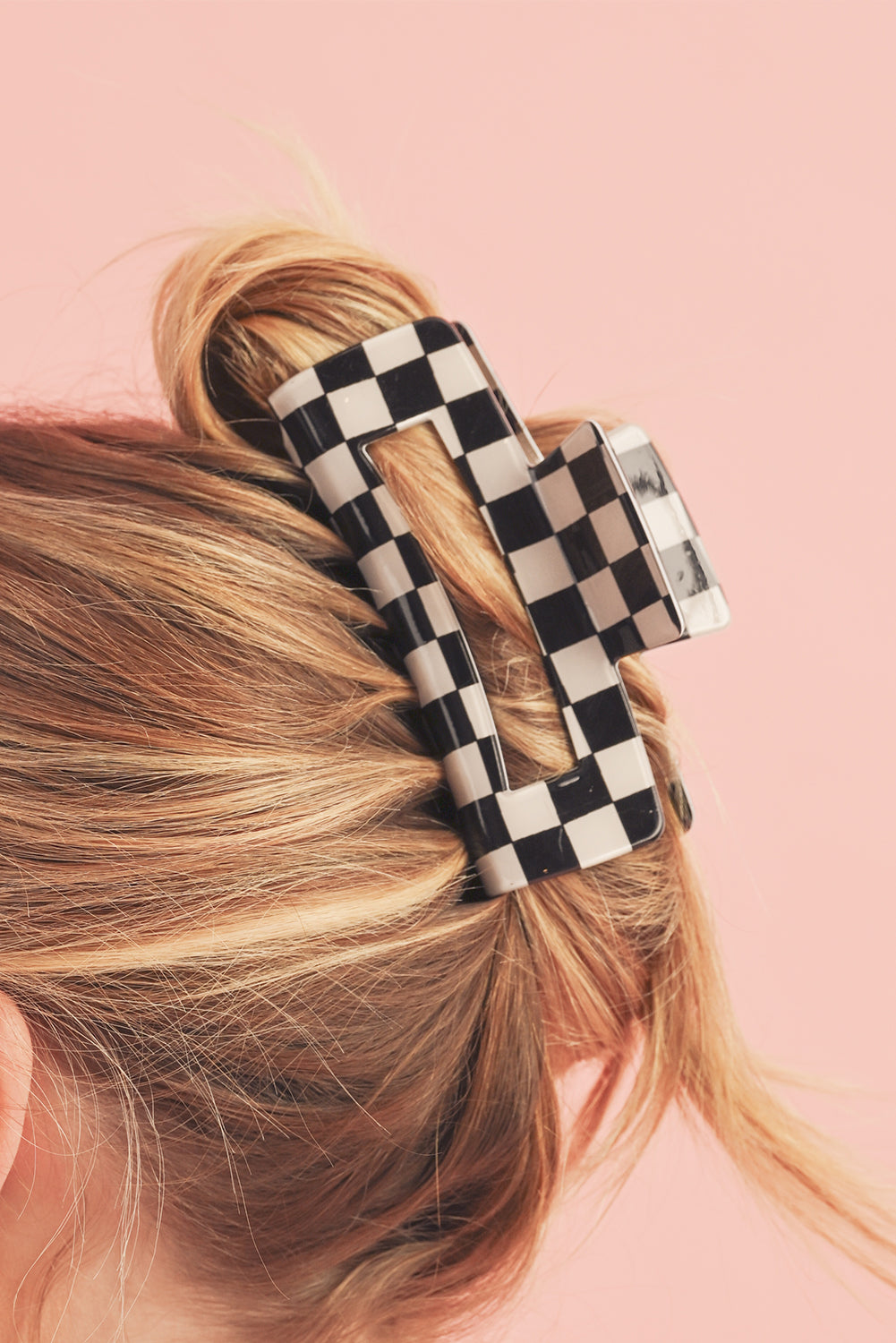 Black Checkered Print Hollow Out Hair Clip-Bella Boutique Collective