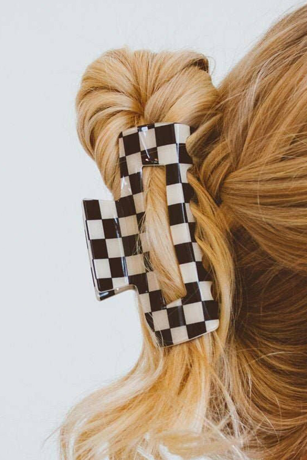Black Checkered Print Hollow Out Hair Clip-Bella Boutique Collective