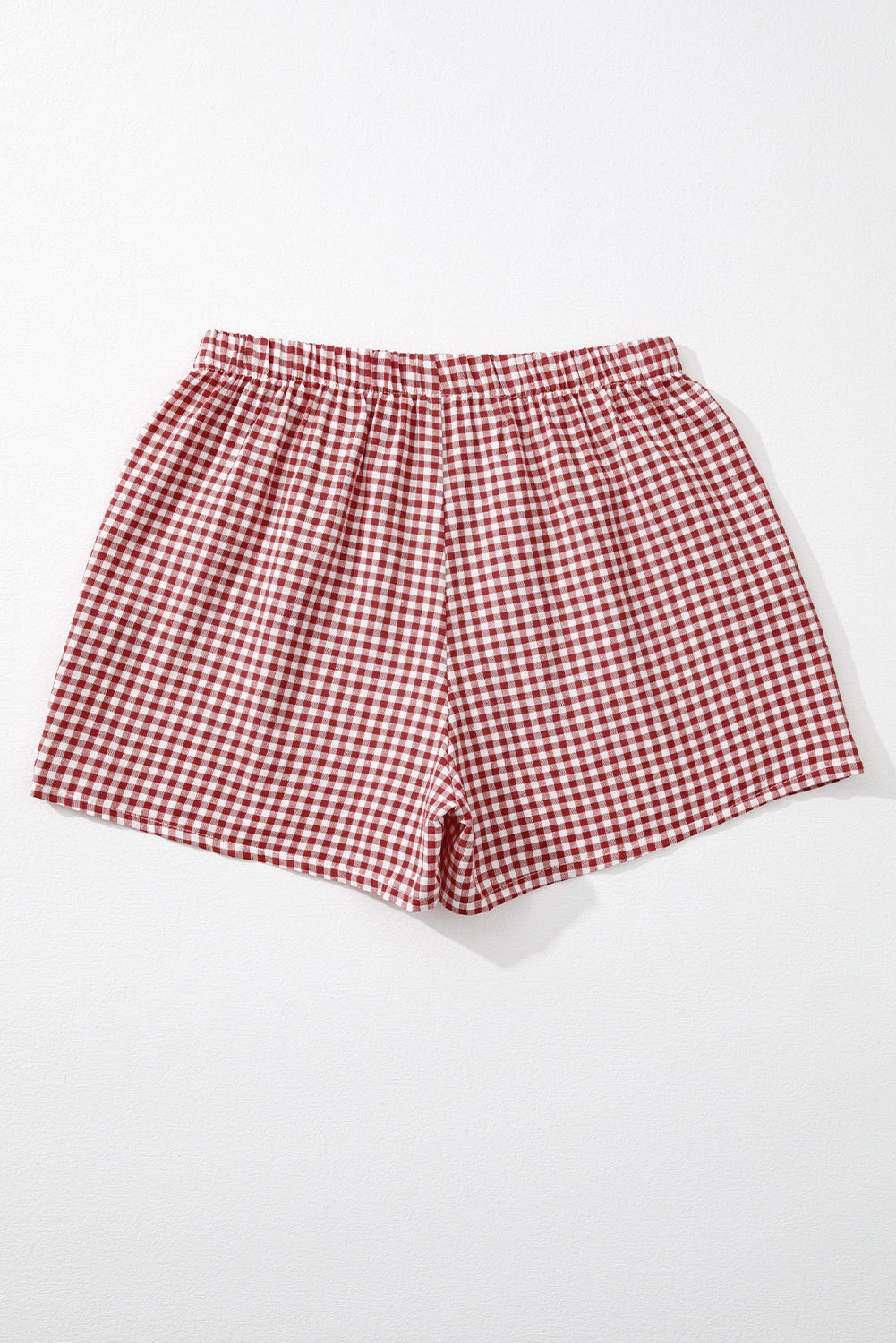 Red Gingham Printed High Waist Shorts-Bella Boutique Collective