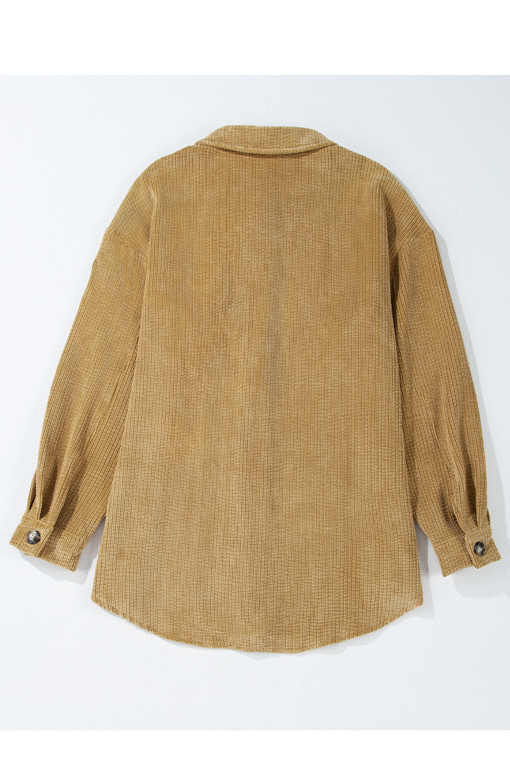 Light French Beige Patched Pocket Button Up Corduroy Shacket-Bella Boutique Collective